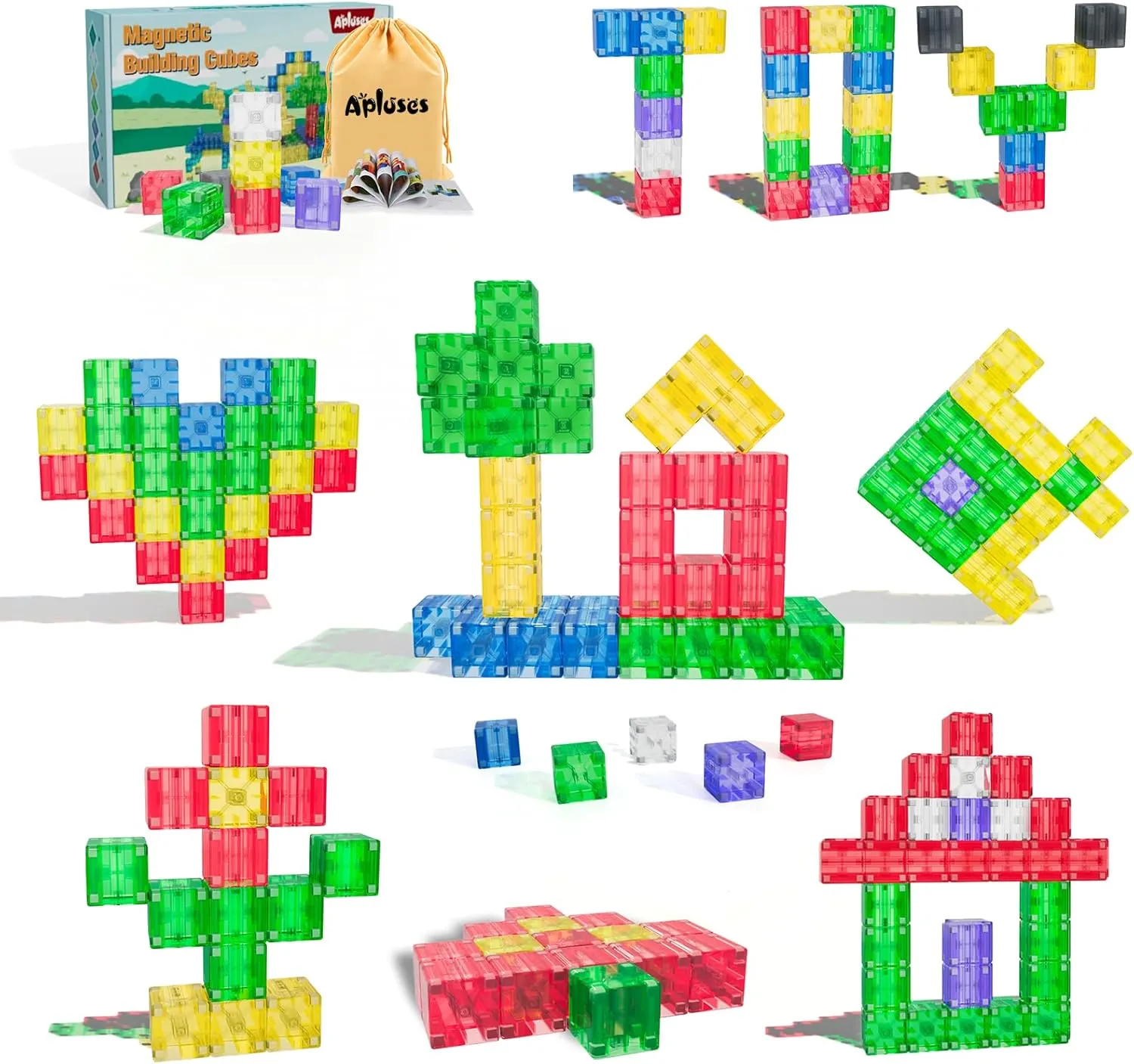 32PCS Magnetic Building Blocks - Transparent Magnetic Cubes, STEM Magnet Toddler Boys Toys for kids age 3-5 ,Travel Sensory Autism Preschool Montessori Toys for 3  Year Old, Birthday Girls Gifts