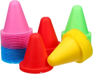 50 Pcs Sports Training Cones Flat Plastic Soccer Cones Basketball Drills Safe for Boys and Girls Use