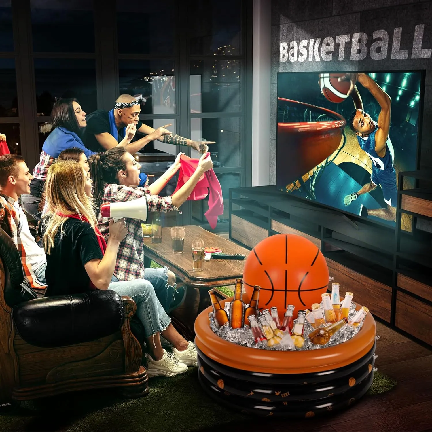 Bencailor Inflatable Cooler Inflatable Football Drink Cooler Toss Game Decoration Rugby Basketball Baseball Blow up PVC Sports Field Party Supply