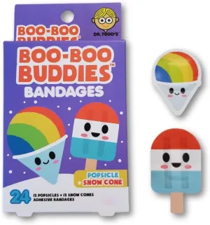 Boo Boo Buddies Kids Adhesive Bandages, Kids Self-Adhesive Sterile Bandages Pack for Toddler Girls & Boys, Adults First Aid, Protect Scrapes and Cuts | 24 Pcs (Popsicle   Snow Cone)
