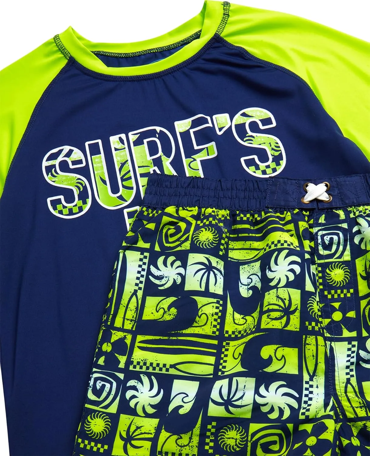 Boys Rash Guard Swimsuit Set - Kids Long Sleeve Bathing Suit Swimwear Sets (Sizes: 5-12)
