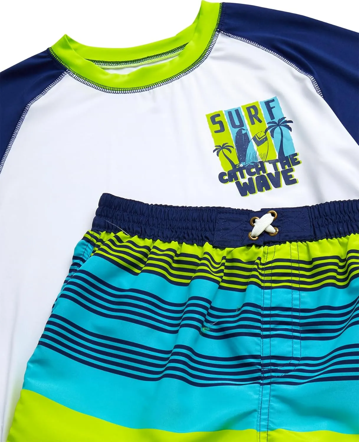 Boys Rash Guard Swimsuit Set - Kids Long Sleeve Bathing Suit Swimwear Sets (Sizes: 5-12)