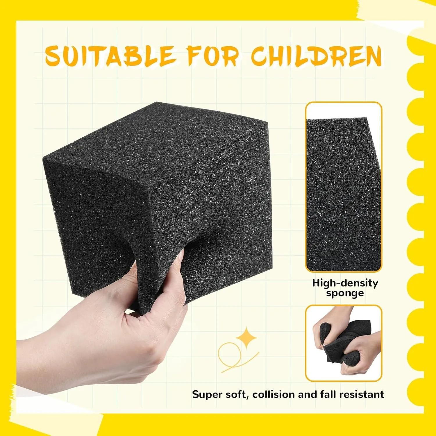Foam Pit Cubes Blocks - 24PCS Sponge Form Cubes for Foam Ball Pits, Gymnastics, Freerunning and Parkour Courses, Skateboard Parks, BMX, Trampoline Arenas-Grey and Black(5" x 5" x 5")
