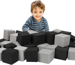 Foam Pit Cubes Blocks - 24PCS Sponge Form Cubes for Foam Ball Pits, Gymnastics, Freerunning and Parkour Courses, Skateboard Parks, BMX, Trampoline Arenas-Grey and Black(5" x 5" x 5")