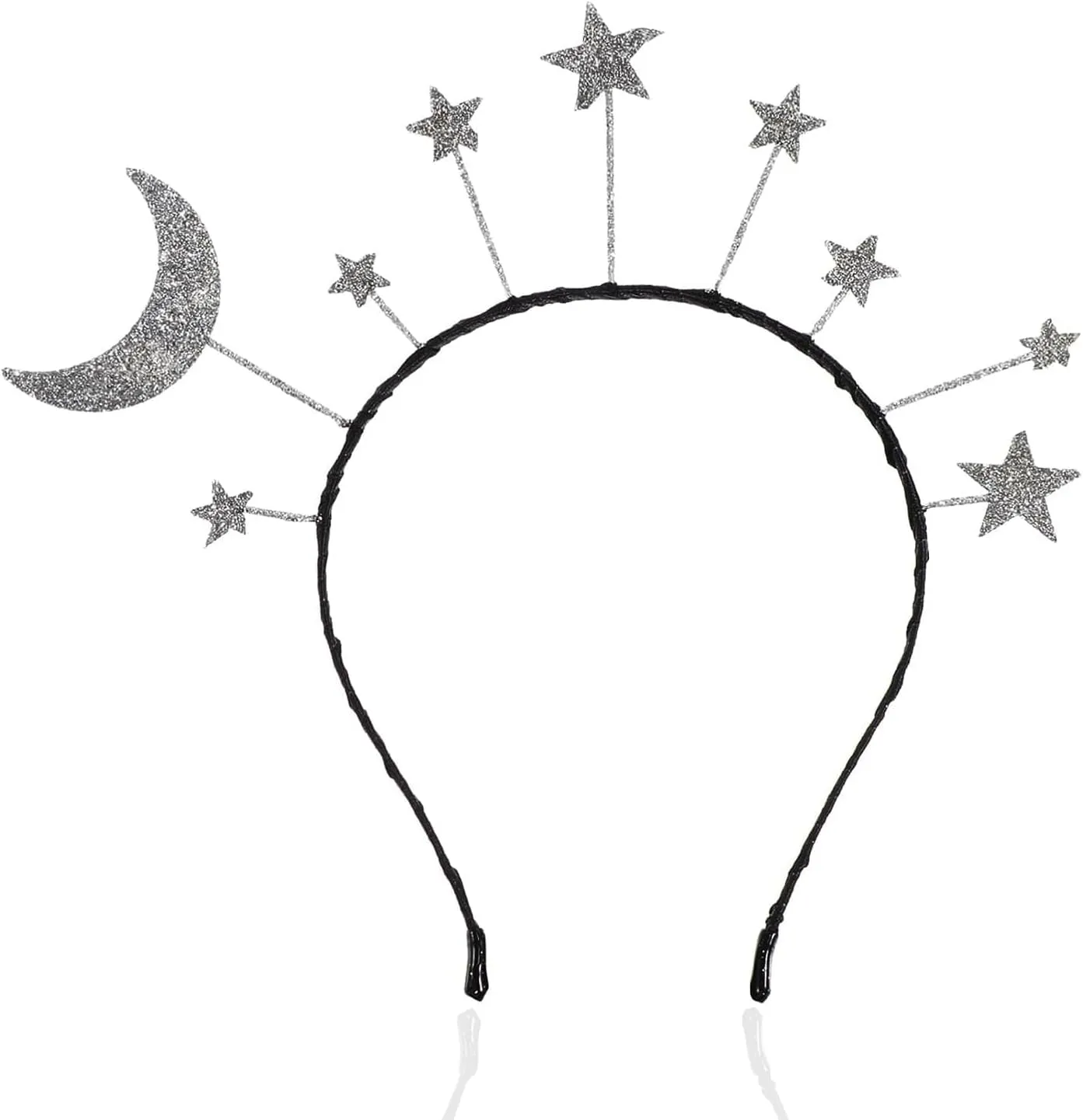 Galaxy Headband Moon and Star Accessories - Silver Headpiece for Kids, Adults, Solar System, Halloween & Christmas Costumes