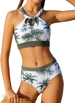 Girls' 3 Piece Swimsuit Bikini Set with Cover Up Skirt Boho Floral Bathing Suit for Beach Pool 7-16 Years