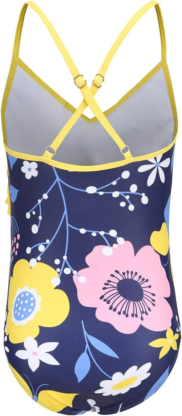 Girls One Piece Swimsuits Hawaiian Ruffle Swimwear Beach Bathing Suit