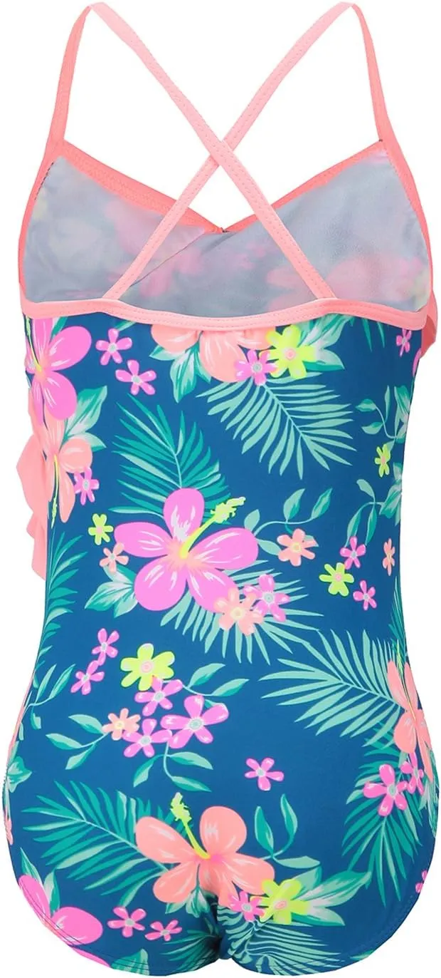 Girls One Piece Swimsuits Hawaiian Ruffle Swimwear Beach Bathing Suit