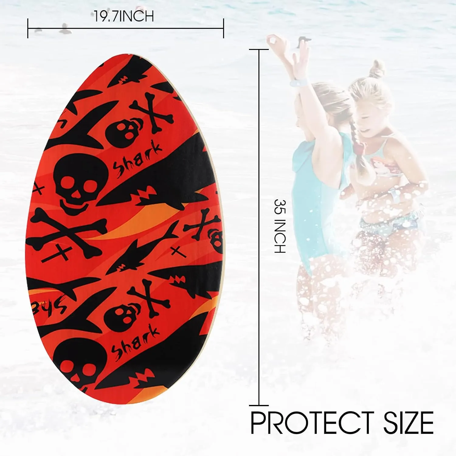 HQO LOVL 35 inch Skim Board for Kids Adults Wooden Skim Boards with High Gloss Coat for Beach Skimboards for Beginners