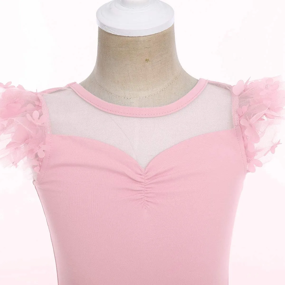 IBAKOM Girls' Raglan Cap Sleeve Leotard for Toddler Kids Gymnastics Dance Ballet Dress High Low Skirted Ballerina Dancewear