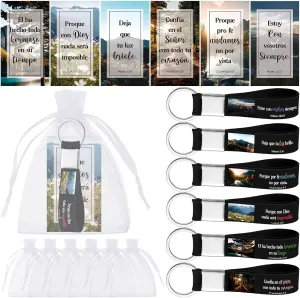 Jetec 60 Pcs Christian Gift Set - Religious Bible Verse Keychain, Bookmark, Bag for Father's Day Church Souvenir
