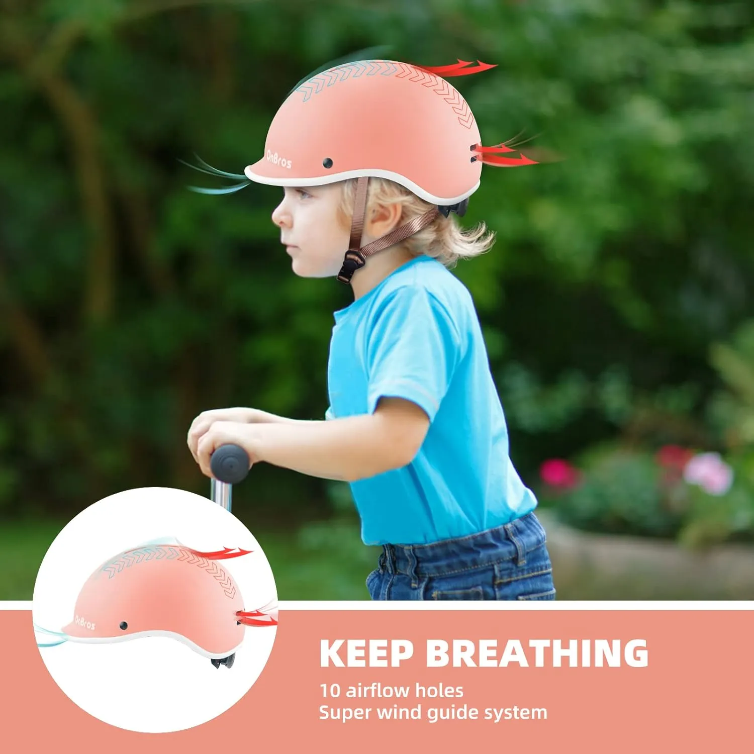 Kids Helmet OnBros Kids Bike Helmet Multi-Sport Adjustable Skateboard Helmet for Kids Girls Boys 51-55CM