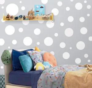 Polka Dot Wall Decals (63) Girls Room Wall Decor Stickers, Wall Dots, Vinyl Circle Peel & Stick DIY Bedroom, Playroom, Kids Room, Baby Nursery Toddler to Teen Bedroom Decoration (White)