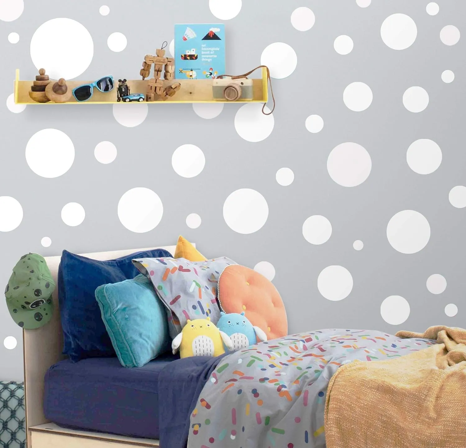 Polka Dot Wall Decals (63) Girls Room Wall Decor Stickers, Wall Dots, Vinyl Circle Peel & Stick DIY Bedroom, Playroom, Kids Room, Baby Nursery Toddler to Teen Bedroom Decoration (White)