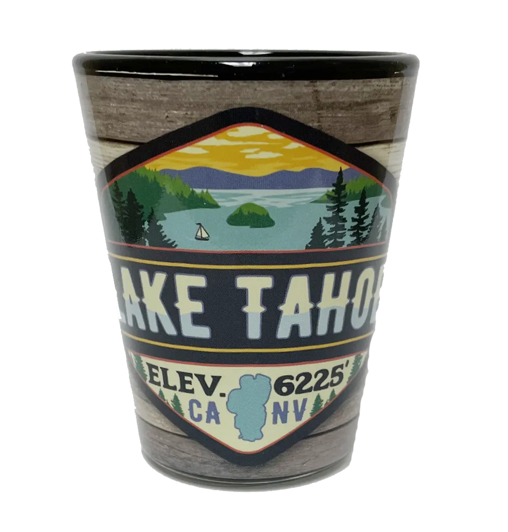 Souvenir Shot Glass Merit Badge Lake Tahoe