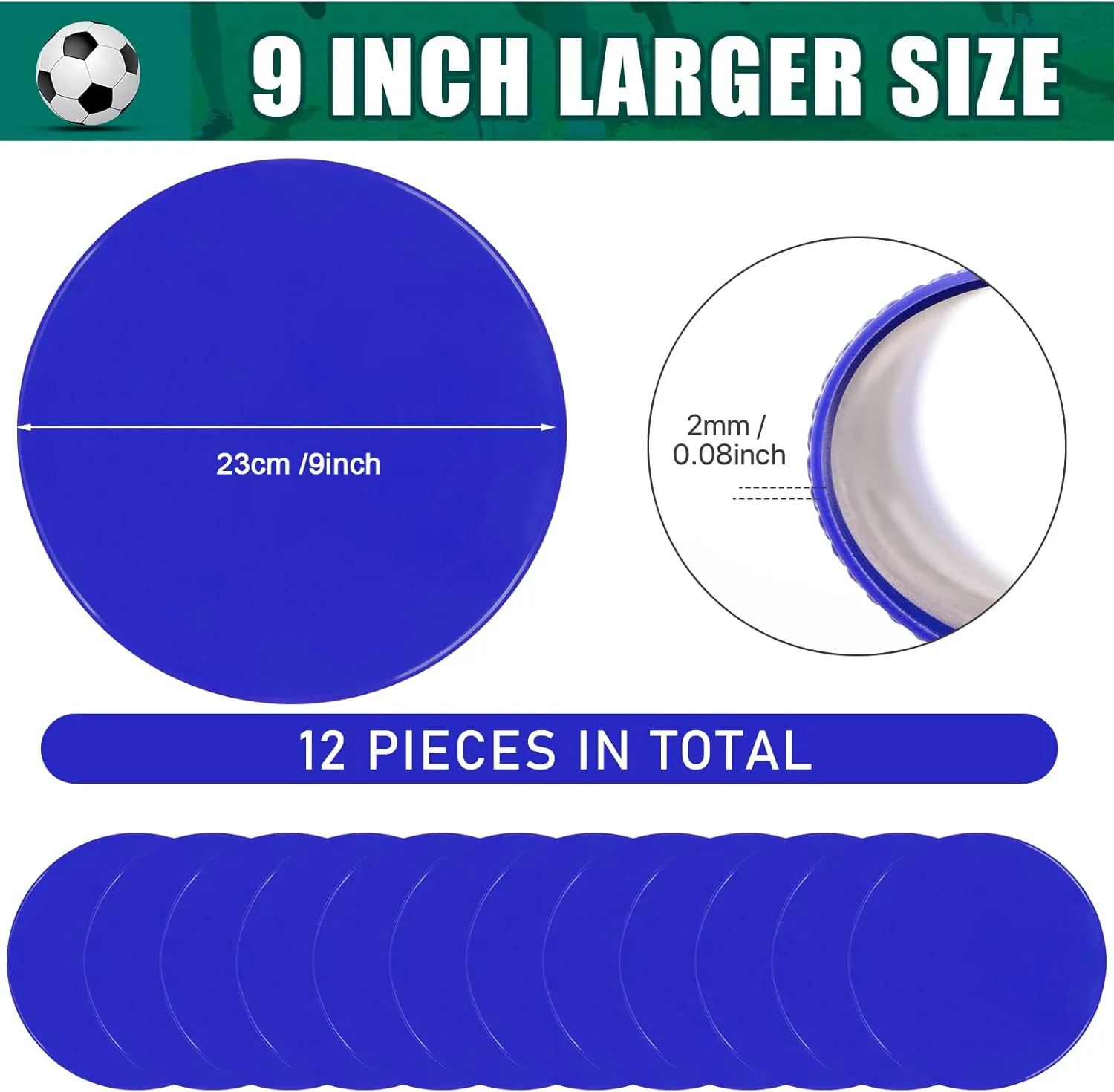 Spot Markers 9inch Rubber Agility Dots Flat Cones Non Slip Sports Dots Floor Spots Agility Markers for Kids Soccer Football Basketball Speed Agility Training