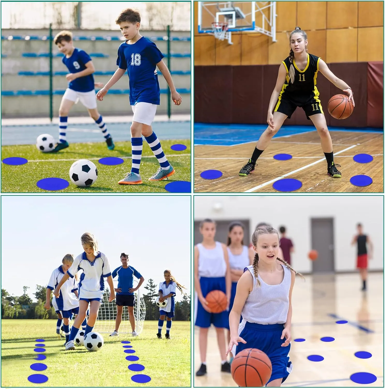 Spot Markers 9inch Rubber Agility Dots Flat Cones Non Slip Sports Dots Floor Spots Agility Markers for Kids Soccer Football Basketball Speed Agility Training