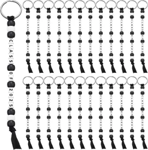 Sureio 24 Pcs Class of 2025 End of Year Gifts Graduation Trinkets Bulk Grad Keychain Graduation Party Favors Congrat for Prom(Black and White)
