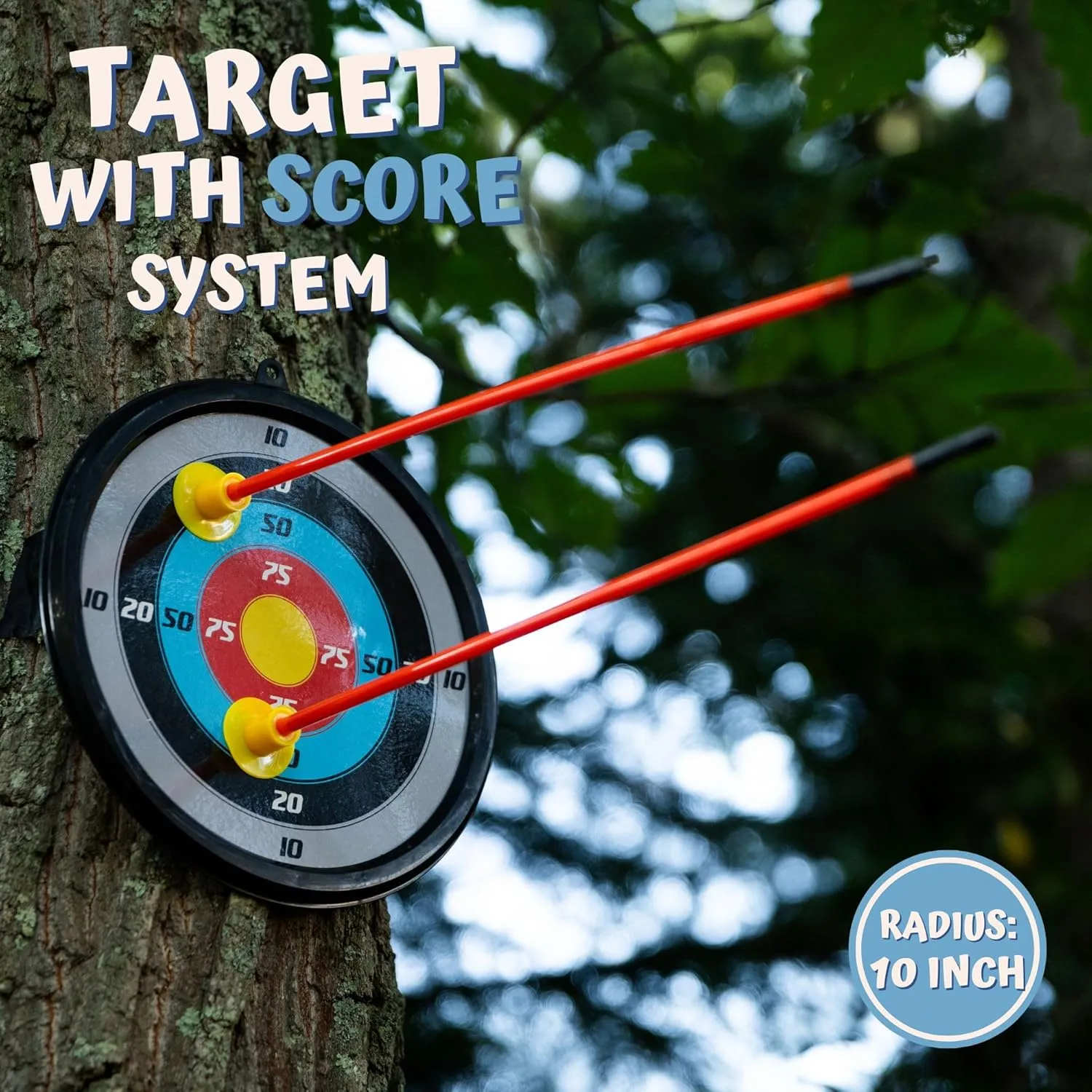 ToyVelt Kids Bow and Arrow Set - Light-Up Archery Set with 10 Suction Arrows, Target and Quiver - Outdoor and Indoor Toy for Boys and Girls Ages 4-12 (Blue)