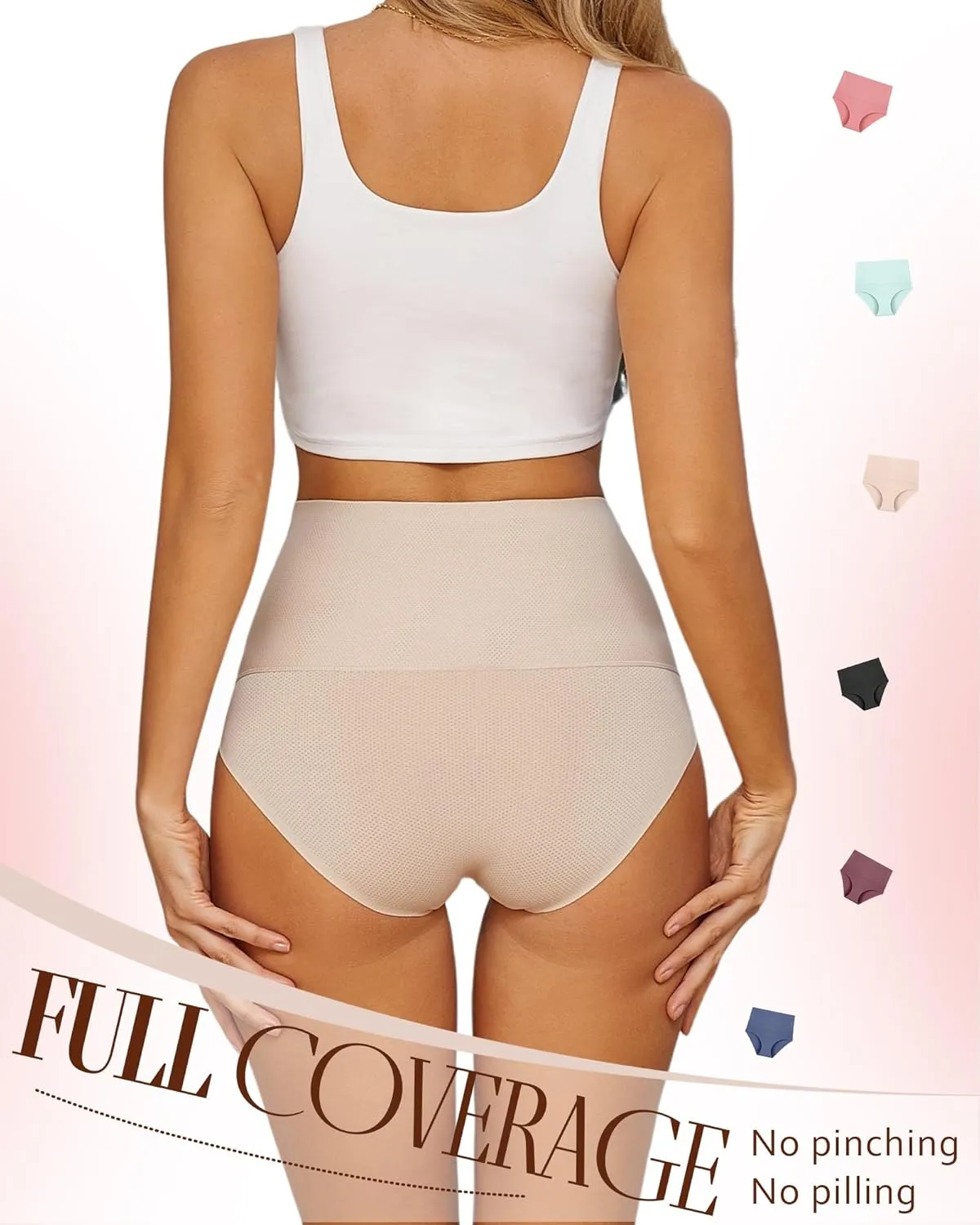UNDER THE SEA Tummy Control Underwear for Women High Waisted Briefs Seamless Full Coverage Ladies Panties 4 Pack S-XXXL