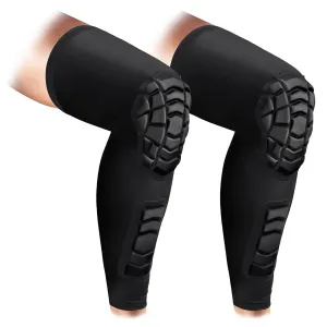 Wrestling Knee Pads Compression Leg Sleeve with Knee Pad and Calf Pad, 1 Pair Knee Sleeve for Football, Basketball, Volleyball(Black_XS_2 Pcs)